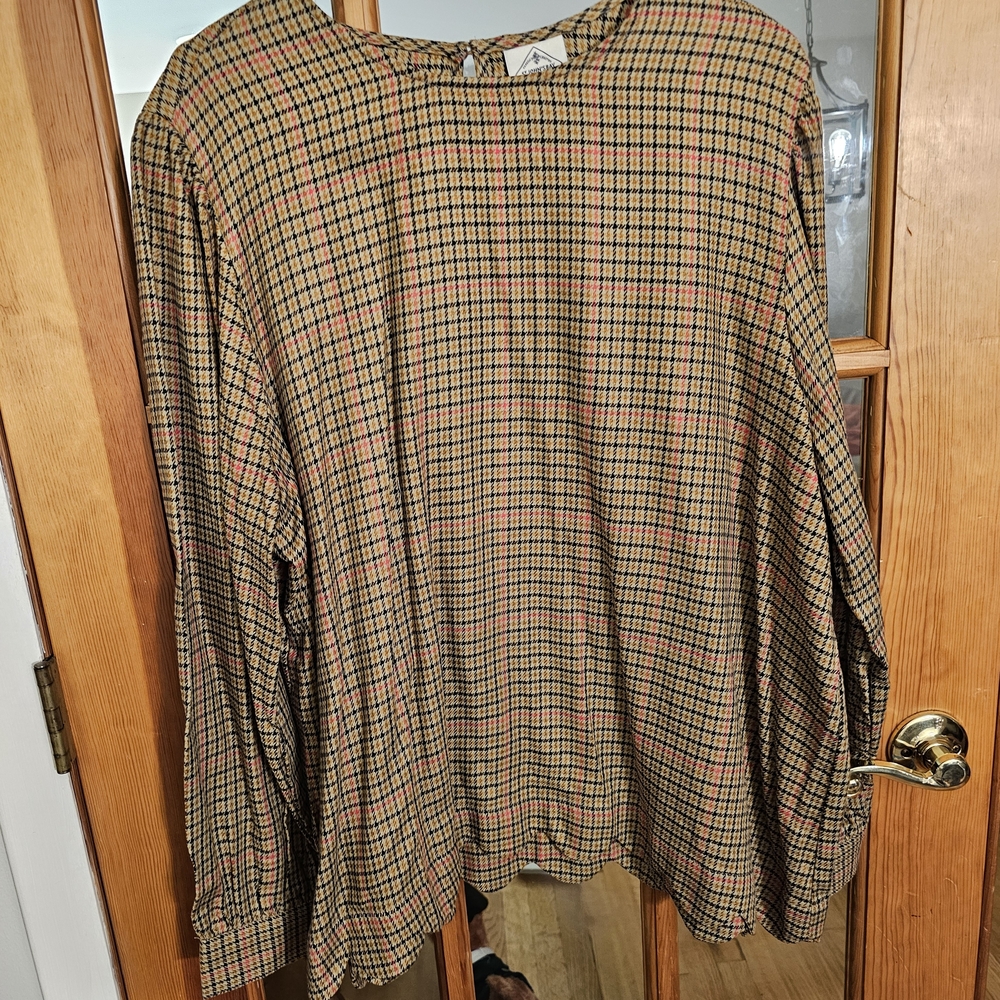 St. John's Bay Houndstooth Shirt with Red and Tan Accents